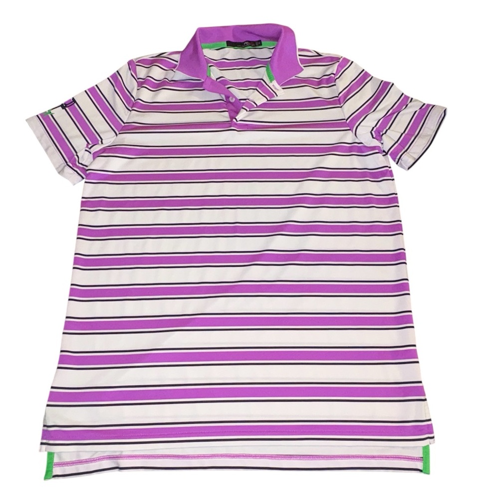 Ralph Lauren Purple and White Striped Polo Shirt Men’s Size Medium